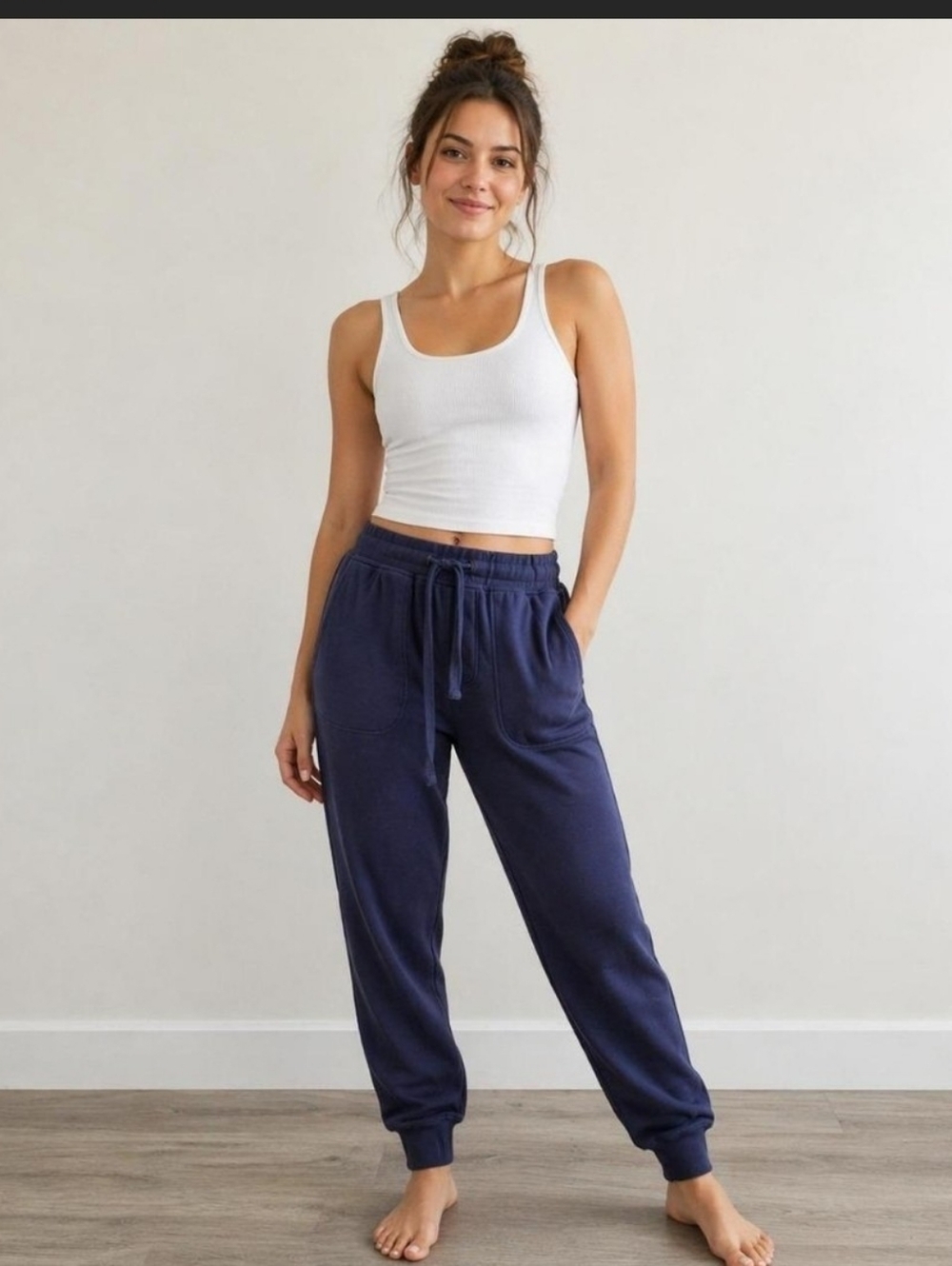 Ugg Slim Leg Sweatpants Joggers Navy Blue Fleece 92% Cotton Drawstring & Pockets